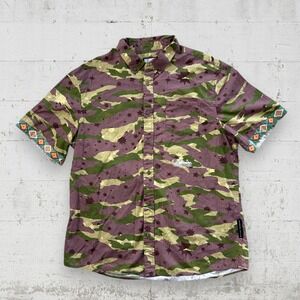 Billionaire Boys Club Shirt Mens Sz L Camo Button Up Aztec Trim